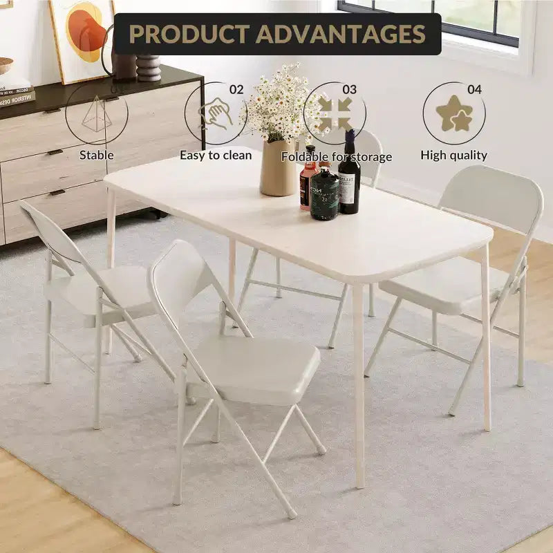 Folding Chairs 2 Pack - All-steel folding chairs with metal frame, 350 lbs weight capacity, portable, suitable for dining rooms, living rooms, etc.