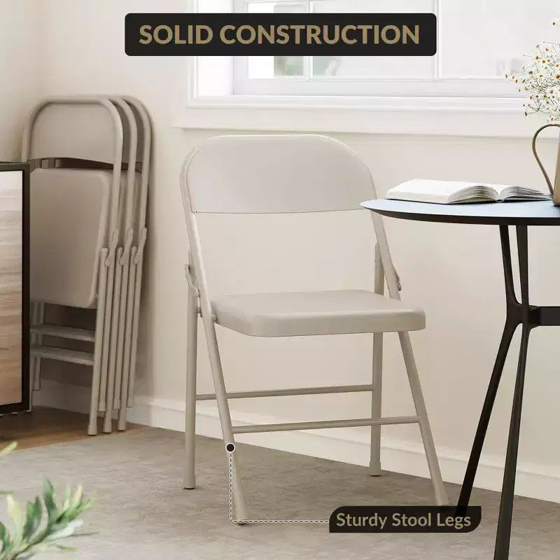 Folding Chairs 2 Pack - All-steel folding chairs with metal frame, 350 lbs weight capacity, portable, suitable for dining rooms, living rooms, etc.