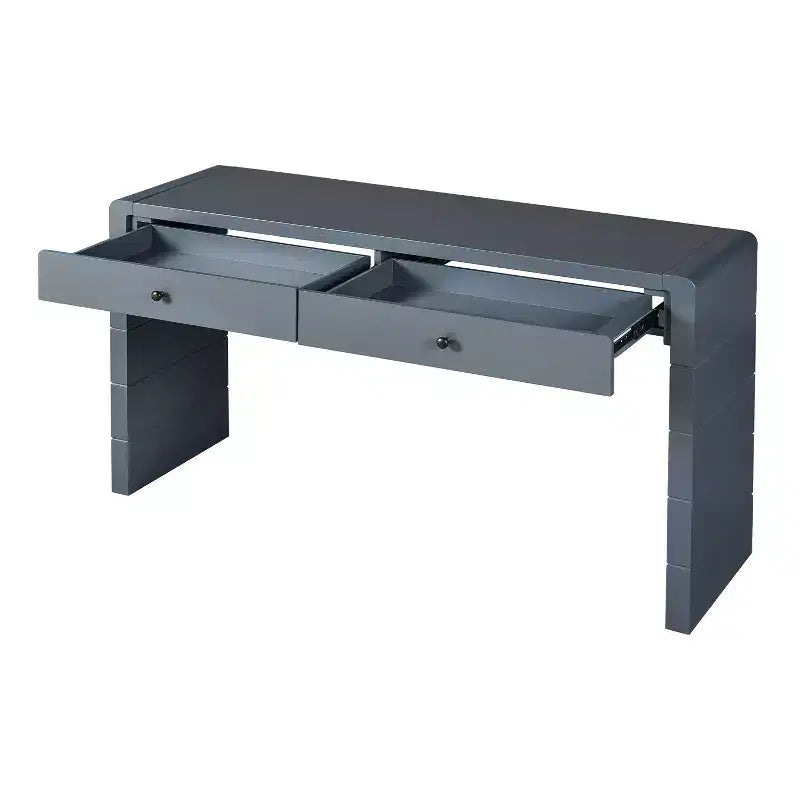 Okak 55IN Farmhouse Console Table with Safety Curved Corner, Entry Table with 2 Drawers, Accent Table for Hallway, Living Room