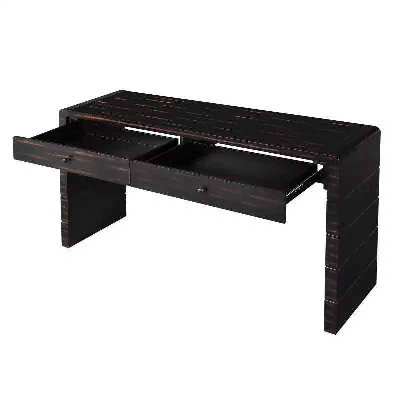 Okak 55IN Farmhouse Console Table with Safety Curved Corner, Entry Table with 2 Drawers, Accent Table for Hallway, Living Room