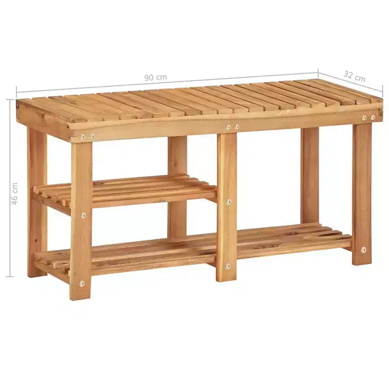 vidaXL Shoe Rack 35.4x12.5x18.1 Solid Acacia Wood
