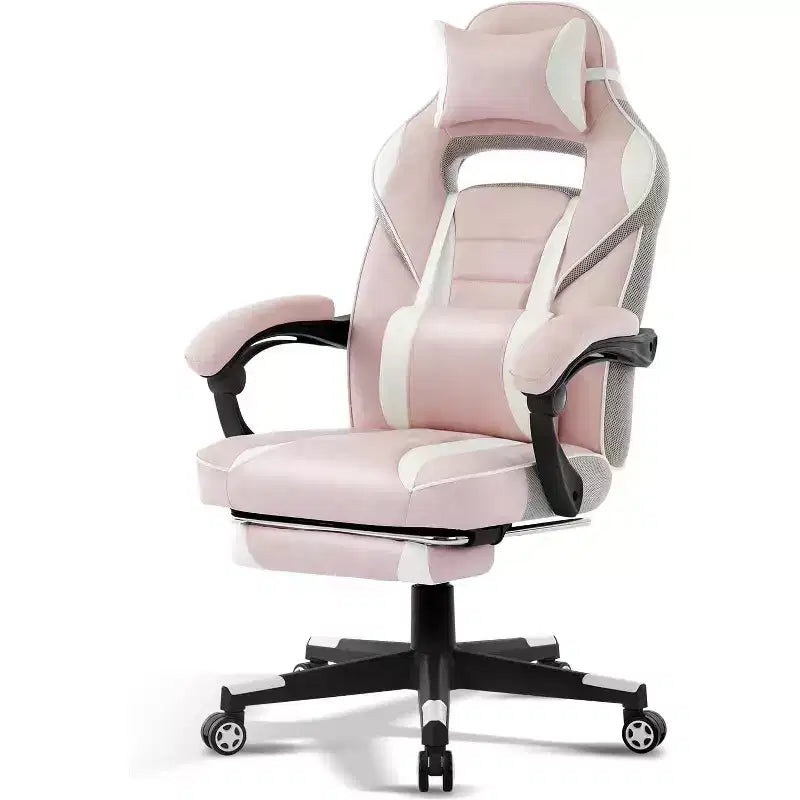 Gaming Chair, Gaming Chair with Footrest and Massage Lumbar Support, Ergonomic Design, High-Back PU Leather Recliner with Headrest, 360 Rotation