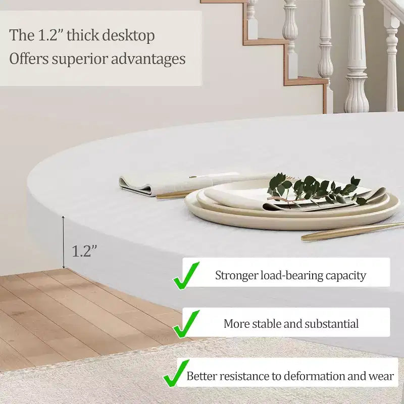 47in Round Dining Table for 4 to 6 People, Wooden Furniture, Circle Dinner Pedestal Table for Dining Room Kitchen Living Room, Space Saving