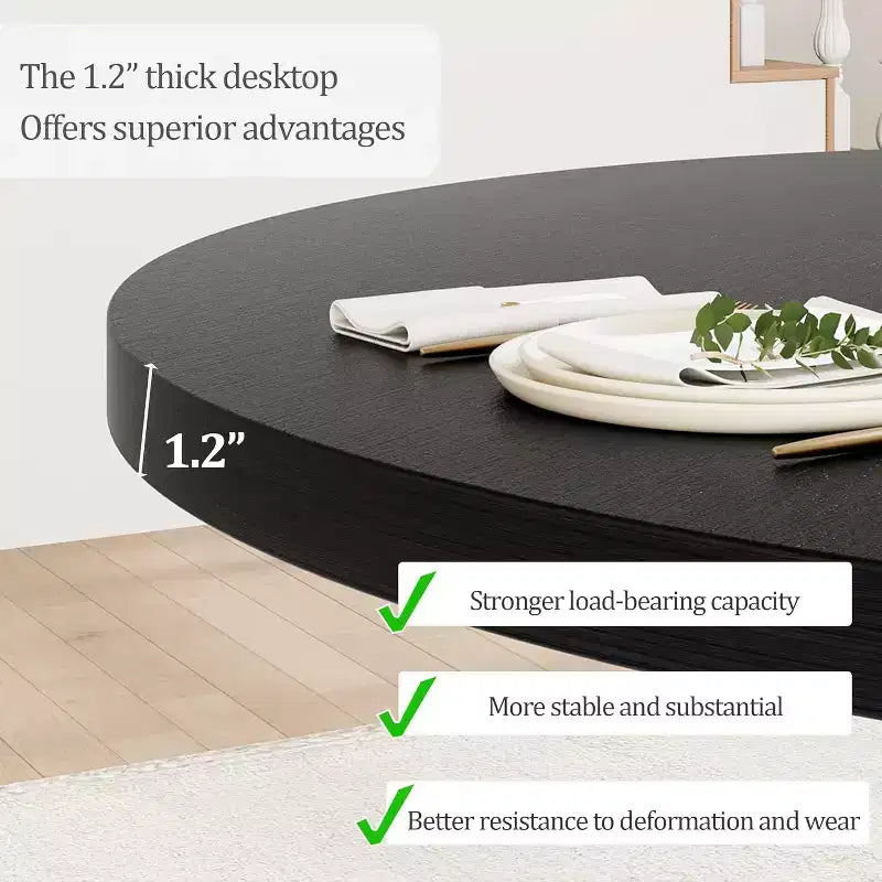 47in Round Dining Table for 4 to 6 People, Wooden Furniture, Circle Dinner Pedestal Table for Dining Room Kitchen Living Room, Space Saving