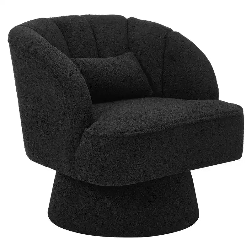 Swivel barrel armchair, 360 degree velvet upholstered armchair with striped backrest, ergonomic design, suitable for living room bedroom backyard etc