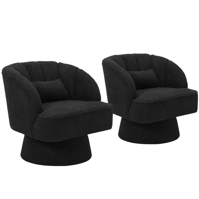 Swivel barrel armchair, 360 degree velvet upholstered armchair with striped backrest, ergonomic design, suitable for living room bedroom backyard etc