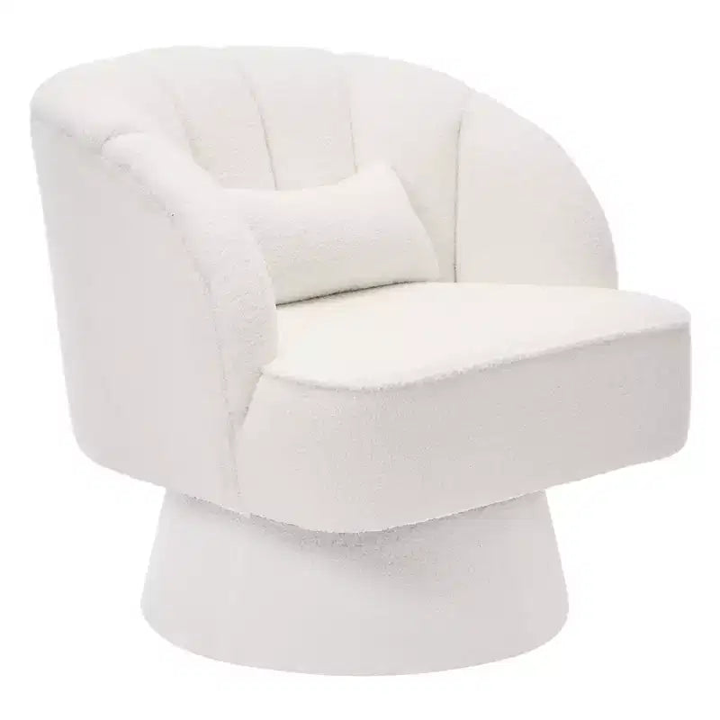 Swivel barrel armchair, 360 degree velvet upholstered armchair with striped backrest, ergonomic design, suitable for living room bedroom backyard etc