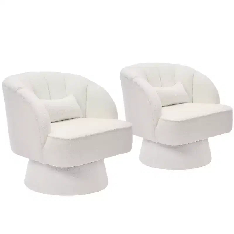 Swivel barrel armchair, 360 degree velvet upholstered armchair with striped backrest, ergonomic design, suitable for living room bedroom backyard etc