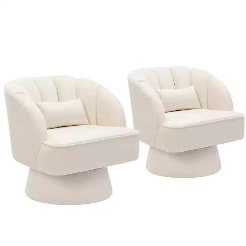Swivel barrel armchair, 360 degree velvet upholstered armchair with striped backrest, ergonomic design, suitable for living room bedroom backyard etc