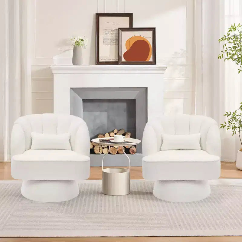 Swivel barrel armchair, 360 degree velvet upholstered armchair with striped backrest, ergonomic design, suitable for living room bedroom backyard etc
