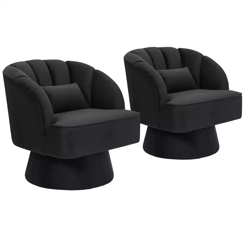 Swivel barrel armchair, 360 degree velvet upholstered armchair with striped backrest, ergonomic design, suitable for living room bedroom backyard etc