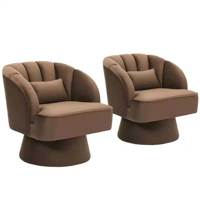 Swivel barrel armchair, 360 degree velvet upholstered armchair with striped backrest, ergonomic design, suitable for living room bedroom backyard etc