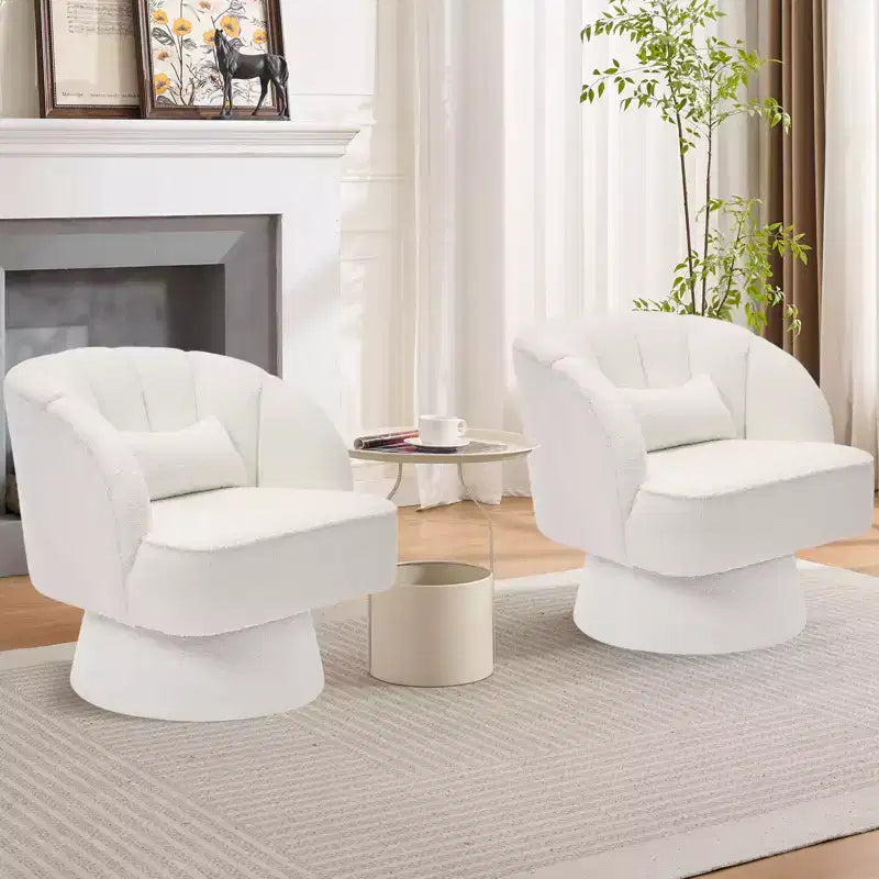 Swivel barrel armchair, 360 degree velvet upholstered armchair with striped backrest, ergonomic design, suitable for living room bedroom backyard etc