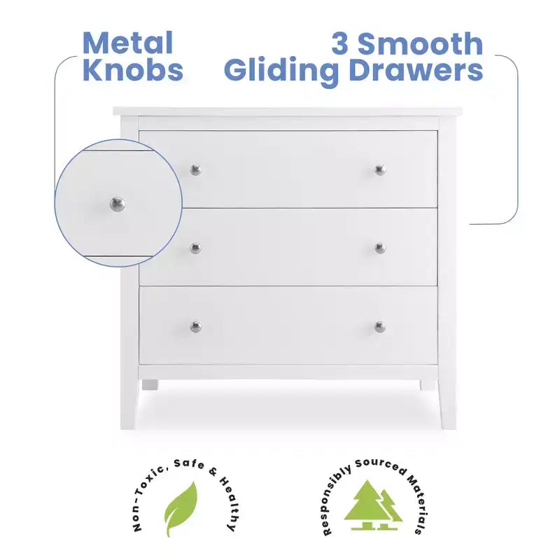 Delta Children Campbell 3 Drawer Dresser, Bianca White