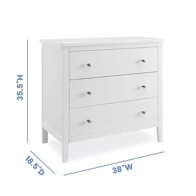 Delta Children Campbell 3 Drawer Dresser, Bianca White