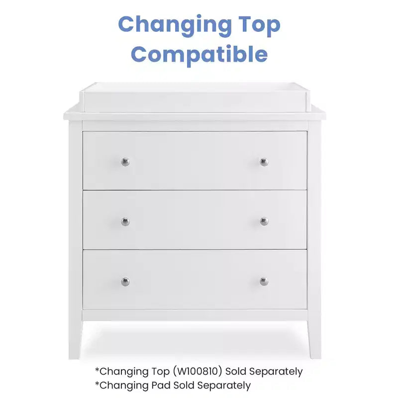 Delta Children Campbell 3 Drawer Dresser, Bianca White