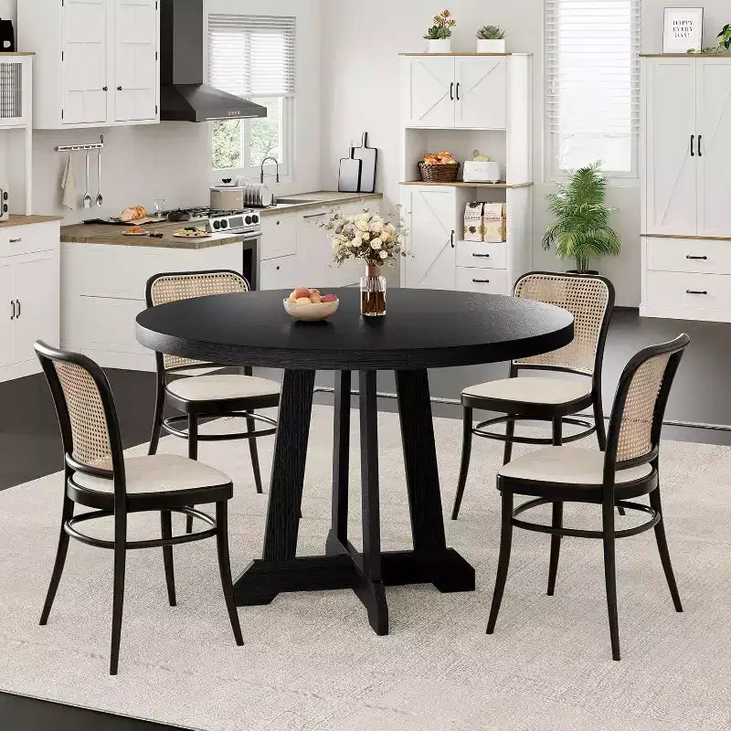 CuisinSmart 47'' Round Farmhouse Dining Table for 4 to 6 People, Large Wood Rustic Table with Sturty Legs, for Home Dining Room, No Chairs