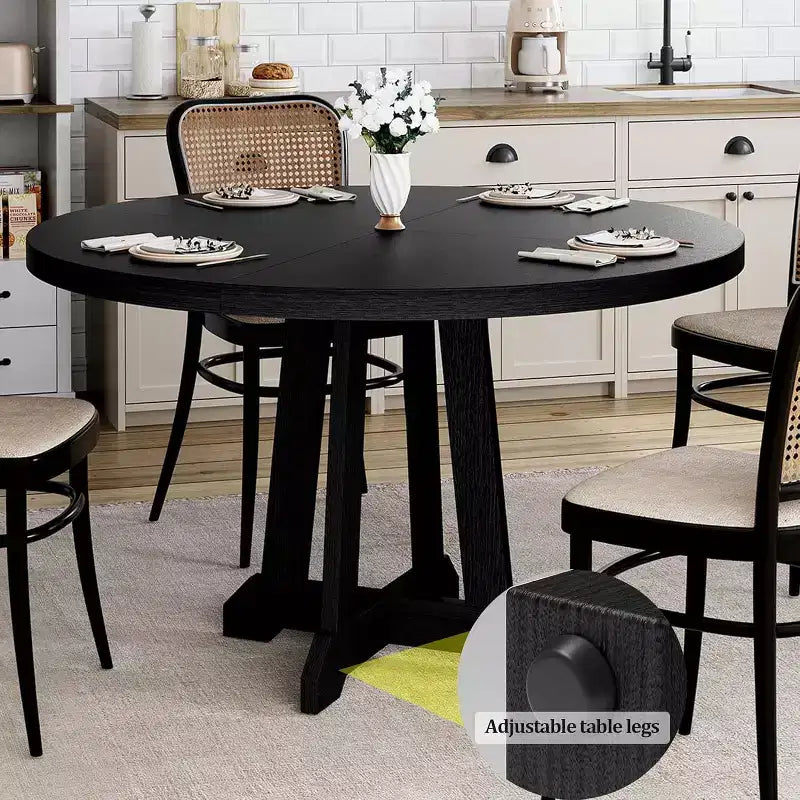 CuisinSmart 47'' Round Farmhouse Dining Table for 4 to 6 People, Large Wood Rustic Table with Sturty Legs, for Home Dining Room, No Chairs