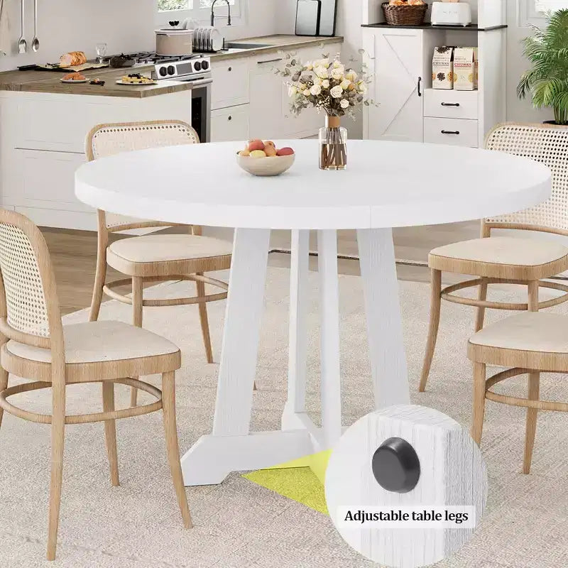 CuisinSmart 47'' Round Farmhouse Dining Table for 4 to 6 People, Large Wood Rustic Table with Sturty Legs, for Home Dining Room, No Chairs