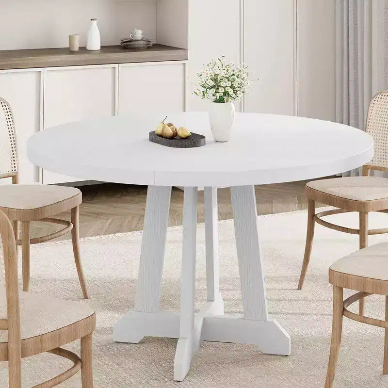 CuisinSmart 47'' Round Farmhouse Dining Table for 4 to 6 People, Large Wood Rustic Table with Sturty Legs, for Home Dining Room, No Chairs