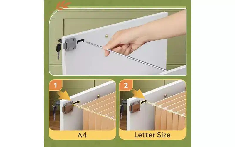 DEXYLLO 2 Drawer File Cabinet with Hanging Files, Mobile Rolling Storage Cabinet for Home Office, Under Desk Filing Cabinet with Lock