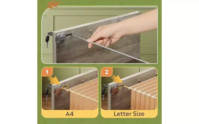 DEXYLLO 2 Drawer File Cabinet with Hanging Files, Mobile Rolling Storage Cabinet for Home Office, Under Desk Filing Cabinet with Lock