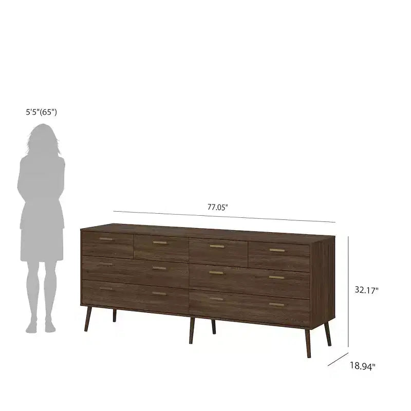 Tvilum, Tone 8 Drawer Double Dresser, Mocha Oak