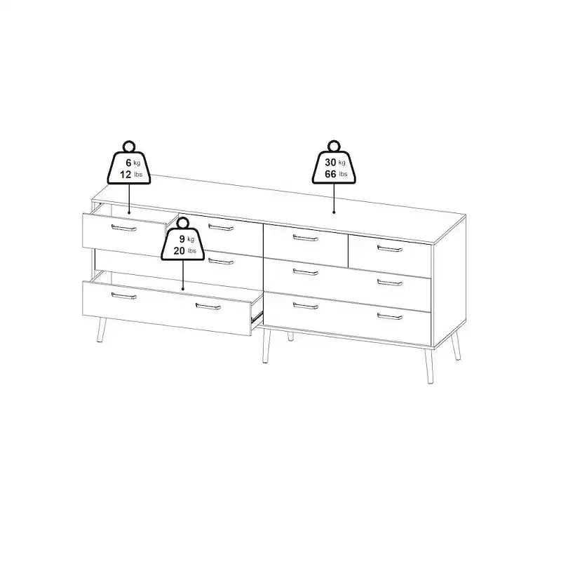 Tvilum, Tone 8 Drawer Double Dresser, Mocha Oak