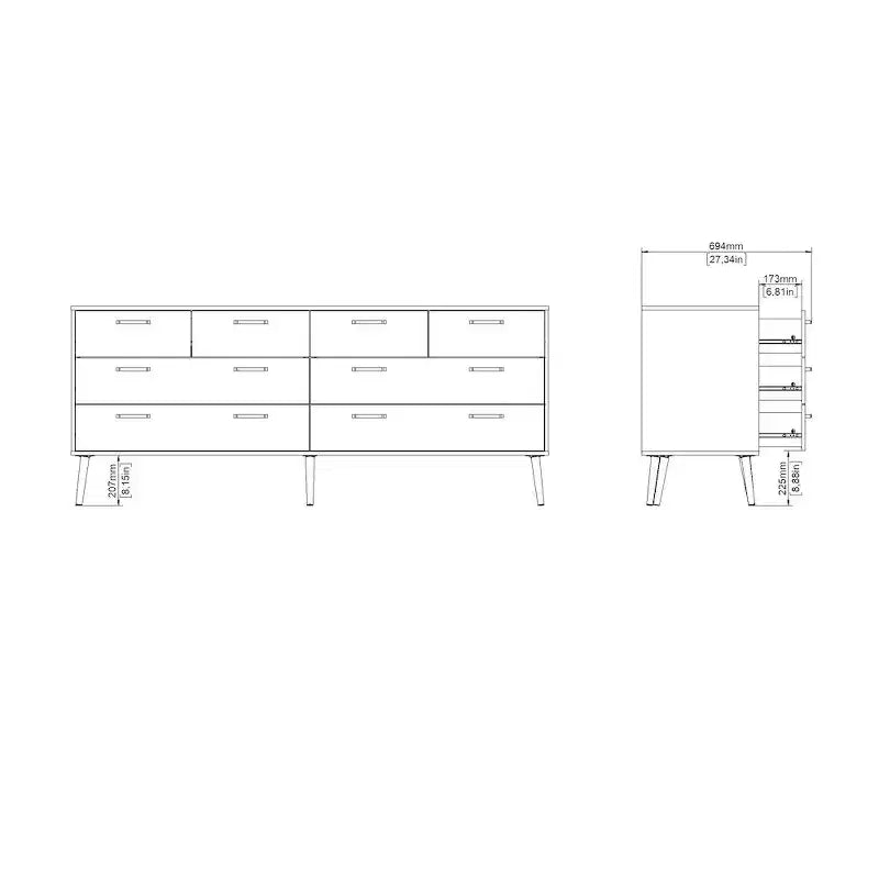 Tvilum, Tone 8 Drawer Double Dresser, Mocha Oak
