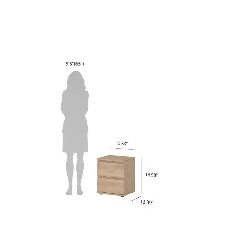 Tvilum, Aurora 2 Drawer Nightstand, Jackson Hickory