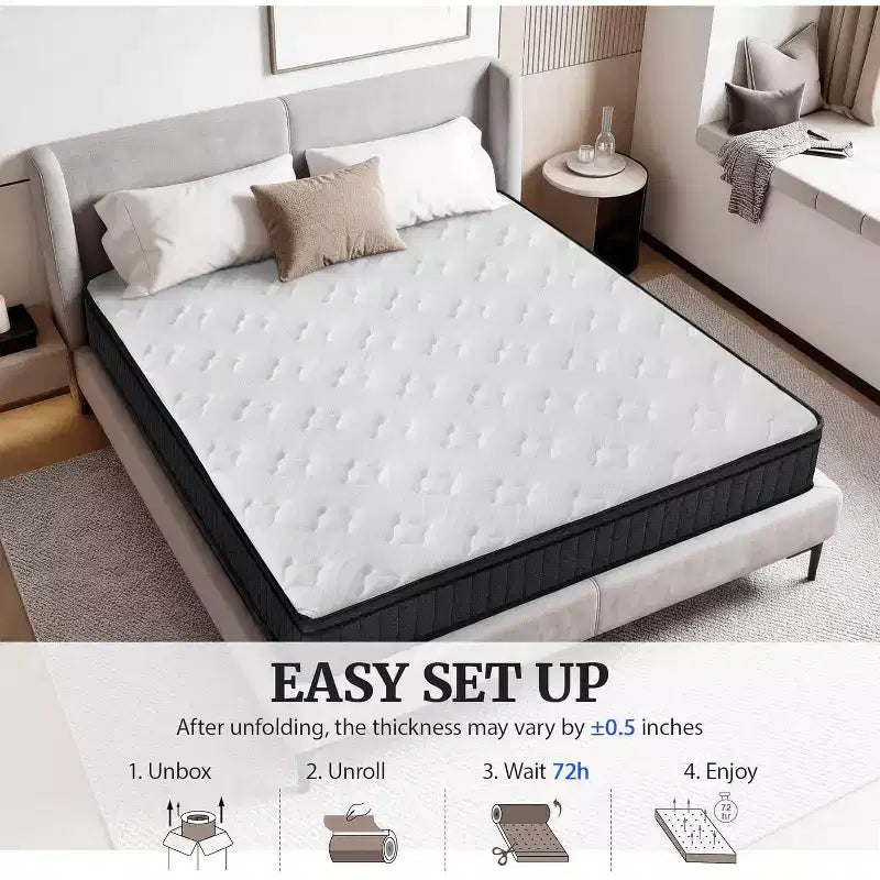Dyonery 14 Hybrid Memory Foam Mattress in a Box, Pocket Springs for Pressure Relief Support,Medium Firm Full Size Mattress Motion Isolation
