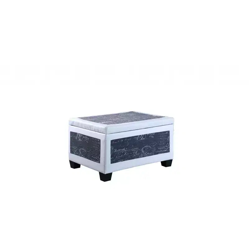 HomeRoots 24 White and Black Upholstered Faux Leather Bench with Flip top