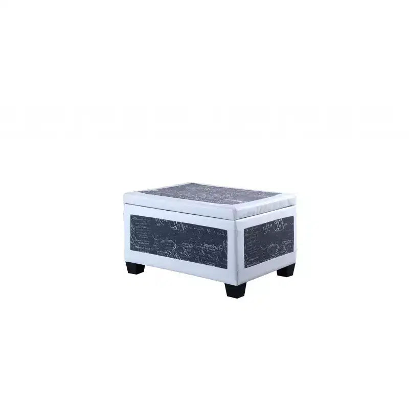 HomeRoots 24 White and Black Upholstered Faux Leather Bench with Flip top