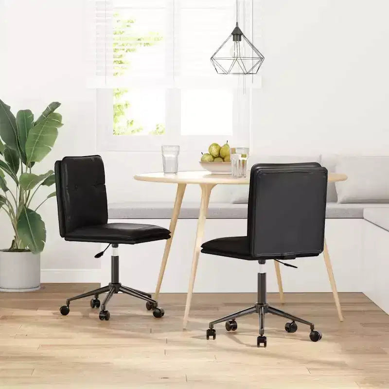 vidaXL Dining Chair Set of 2 Black Faux leather, plywood, metal Medium