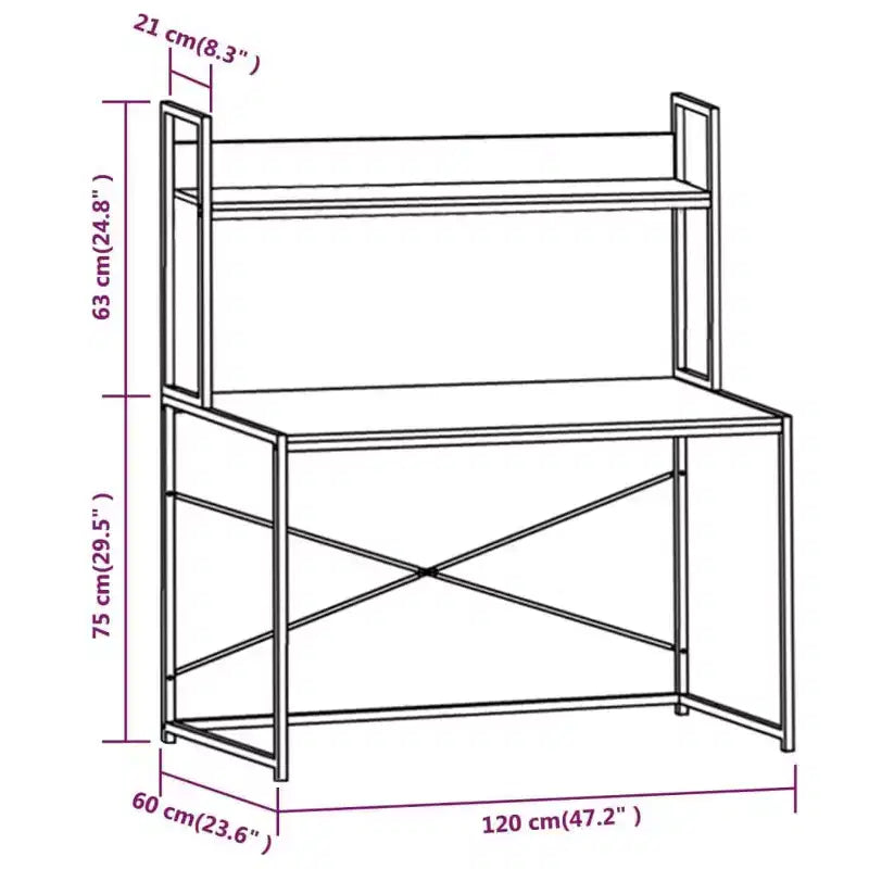vidaXL Computer Desk Black and Oak Engineered Wood and Powder-Coated Metal