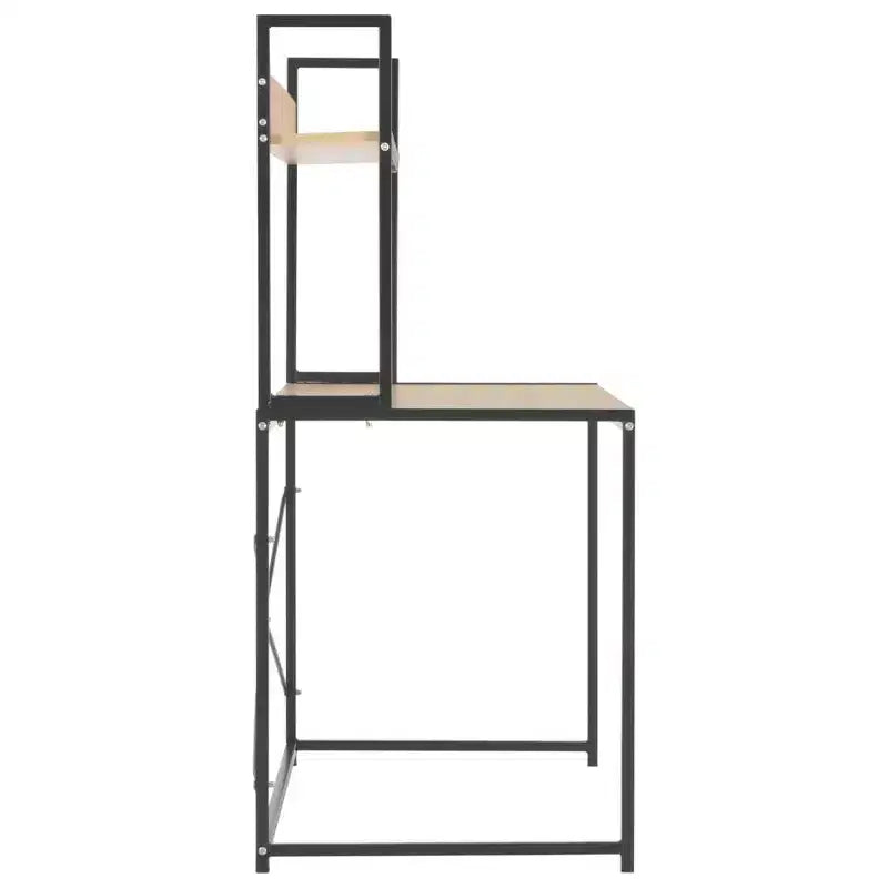 vidaXL Computer Desk Black and Oak Engineered Wood and Powder-Coated Metal