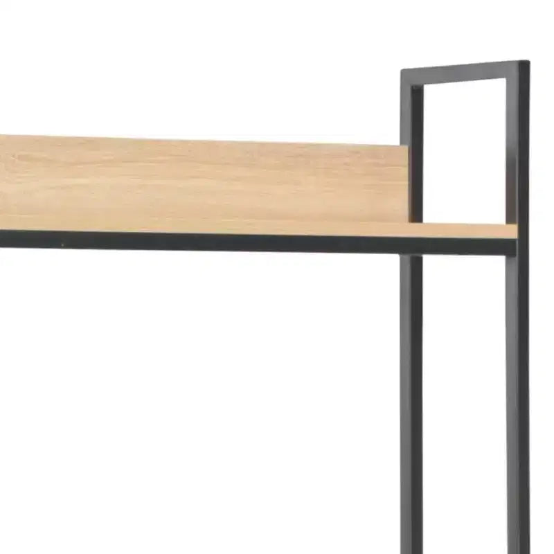 vidaXL Computer Desk Black and Oak Engineered Wood and Powder-Coated Metal