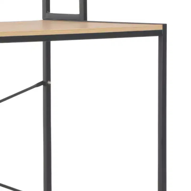 vidaXL Computer Desk Black and Oak Engineered Wood and Powder-Coated Metal