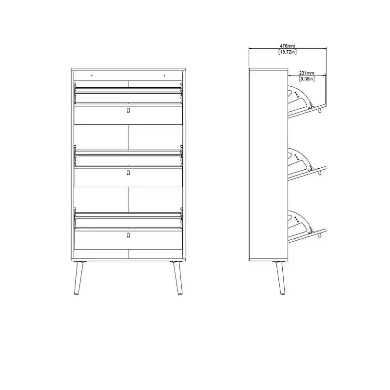 Tvilum, Bodo 3 Drawer Shoe Storage Cabinet, White