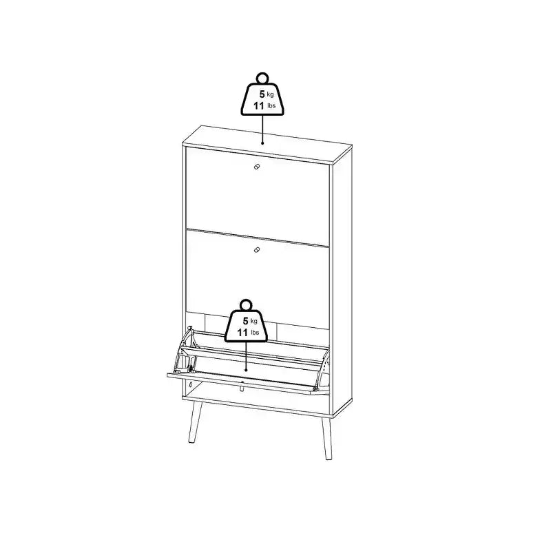 Tvilum, Bodo 3 Drawer Shoe Storage Cabinet, White