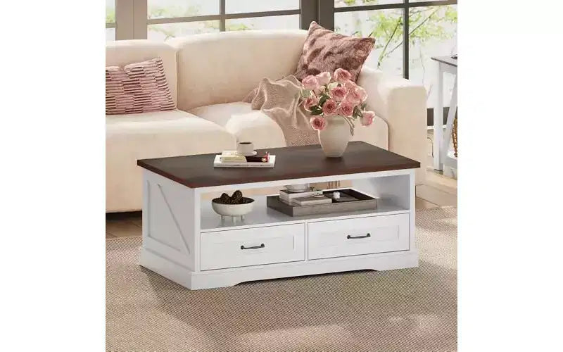 DEXYLLO Coffee Table, Lift Top Coffee Table with Storage Shelf, Drawer, Height Adjustable and Tilting Tabletop for Living Room