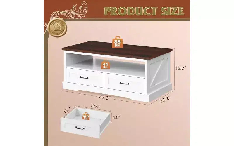 DEXYLLO Coffee Table, Lift Top Coffee Table with Storage Shelf, Drawer, Height Adjustable and Tilting Tabletop for Living Room