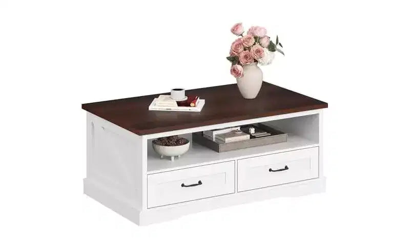 DEXYLLO Coffee Table, Lift Top Coffee Table with Storage Shelf, Drawer, Height Adjustable and Tilting Tabletop for Living Room