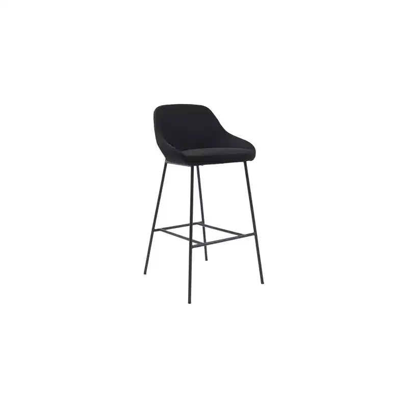 Alder Bay Henagar Barstool Black: Modern Upholstered, Steel Legs, Fixed Height, Foam Filled