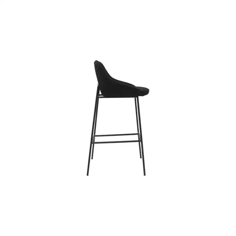 Alder Bay Henagar Barstool Black: Modern Upholstered, Steel Legs, Fixed Height, Foam Filled