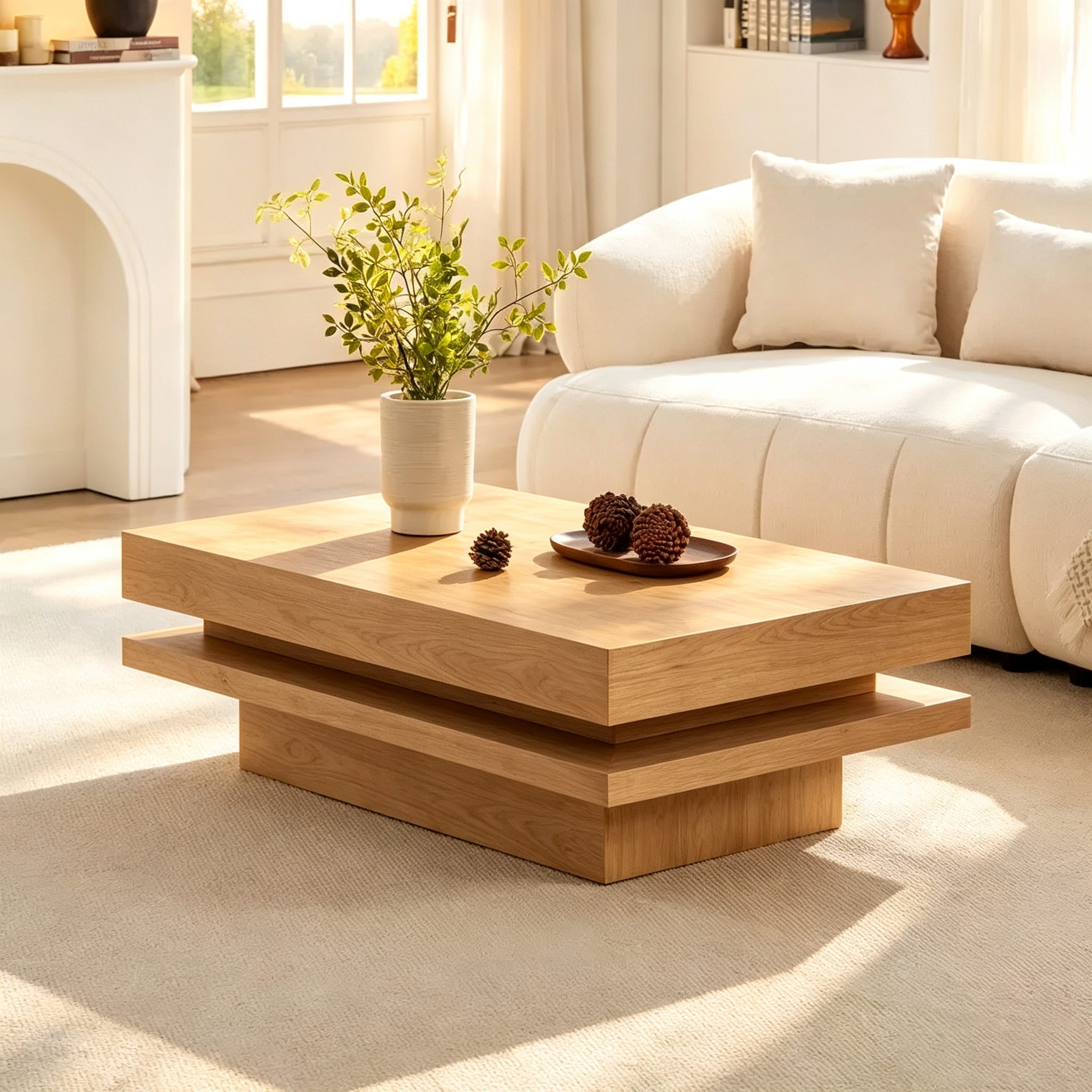 Table basse rectangulaire sur pied en bois 43W