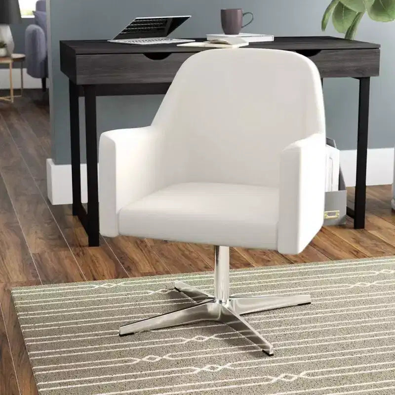 Pelo Faux Leather Adjustable Height Swivel Accent Chair - Manhattan Comfort