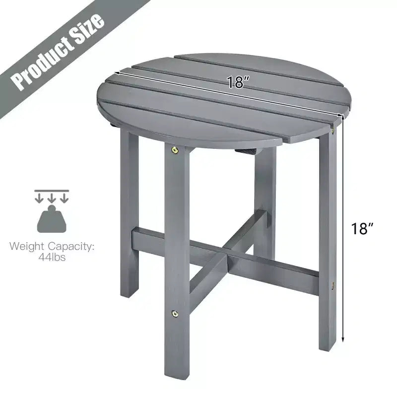 Costway 18'' Patio Round Side End Coffee Table Wooden Slat Garden Deck