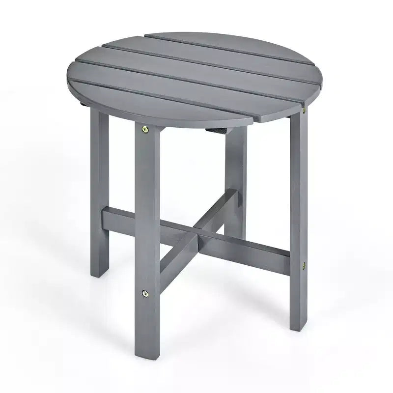 Costway 18'' Patio Round Side End Coffee Table Wooden Slat Garden Deck