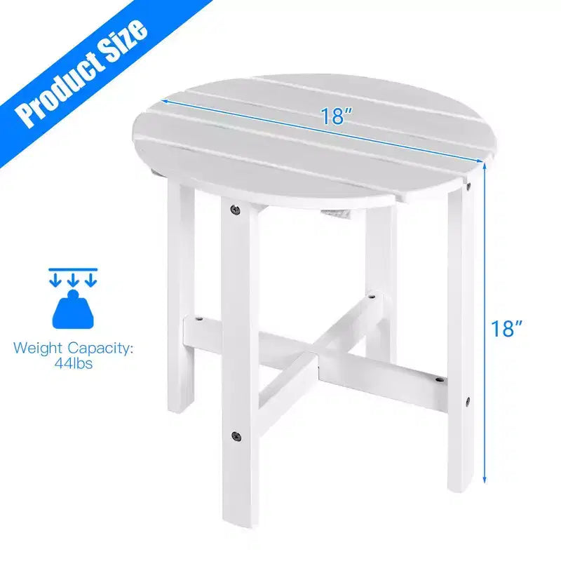 Costway 18'' Patio Round Side End Coffee Table Wooden Slat Garden Deck
